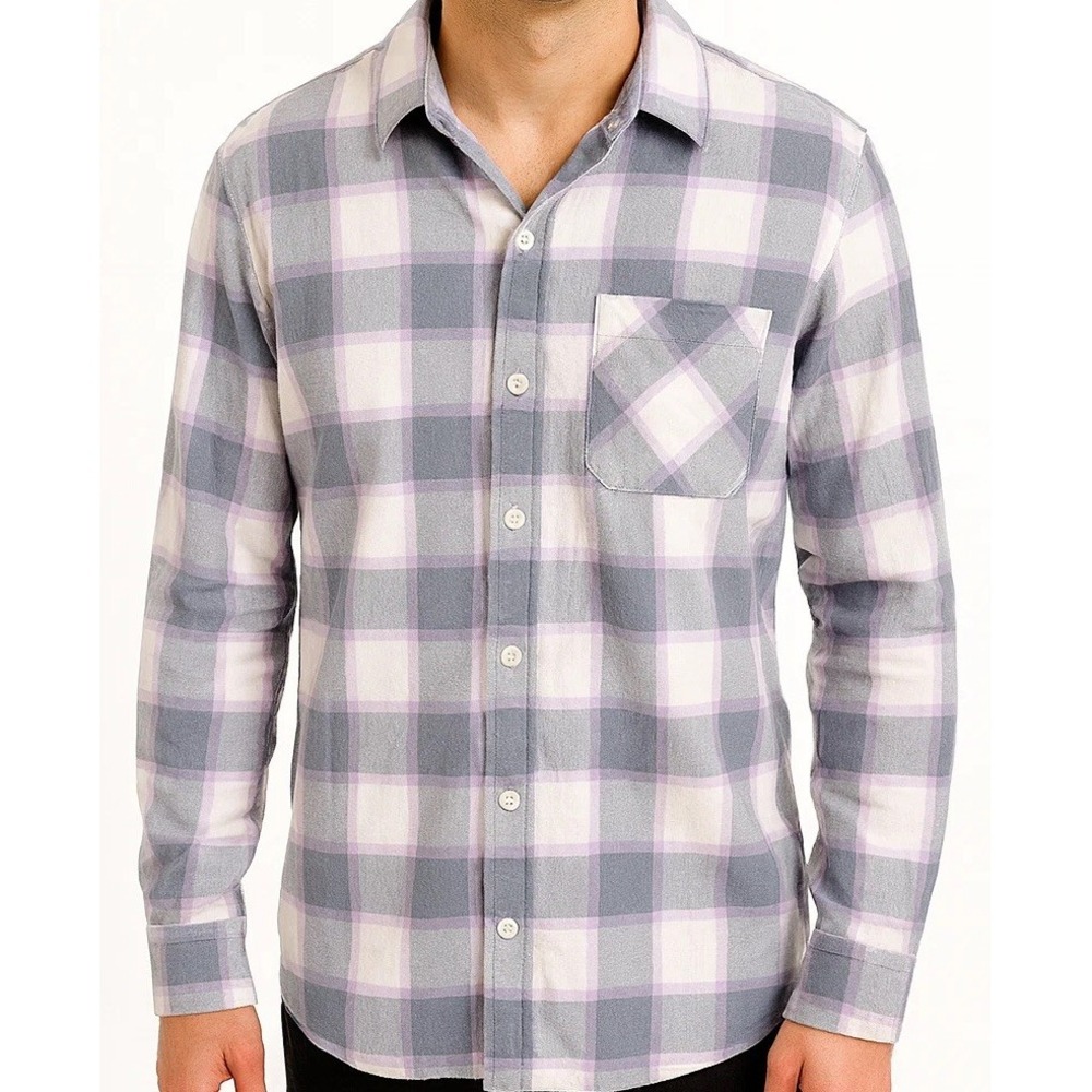 Sonoma Goods For Life Gray Cotton Button Up Shirt Men's SZ L